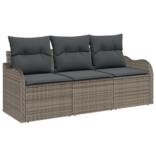 Grote foto vidaxl 3 delige tuinbankenset met kussens poly rattan grijs tuin en terras tuinmeubelen
