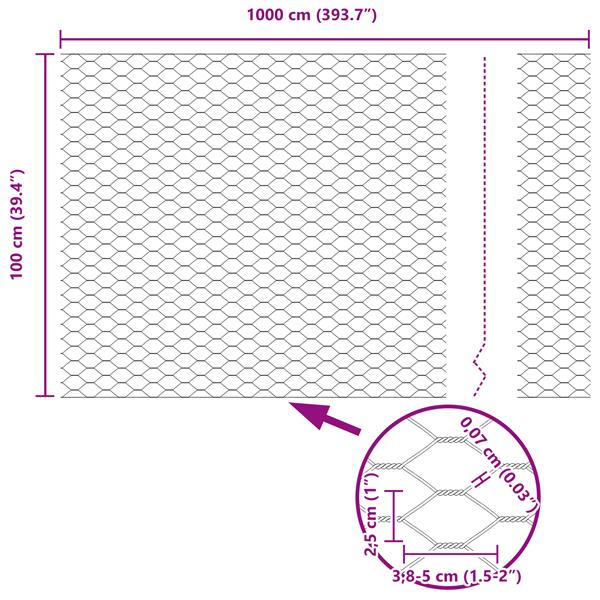 Grote foto vidaxl hexagonalen hek grijs 1x10 m staal tuin en terras hekken en schuttingen