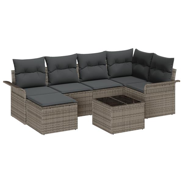 Grote foto vidaxl 6 delige tuinsalonset met kussens poly rattan zwart tuin en terras tuinmeubelen