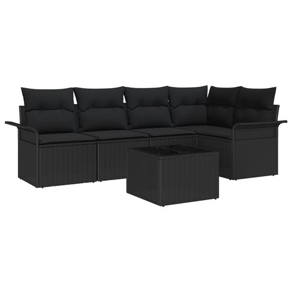 Grote foto vidaxl 6 delige tuinsofaset met kussens in beige poly rattan tuin en terras tuinmeubelen