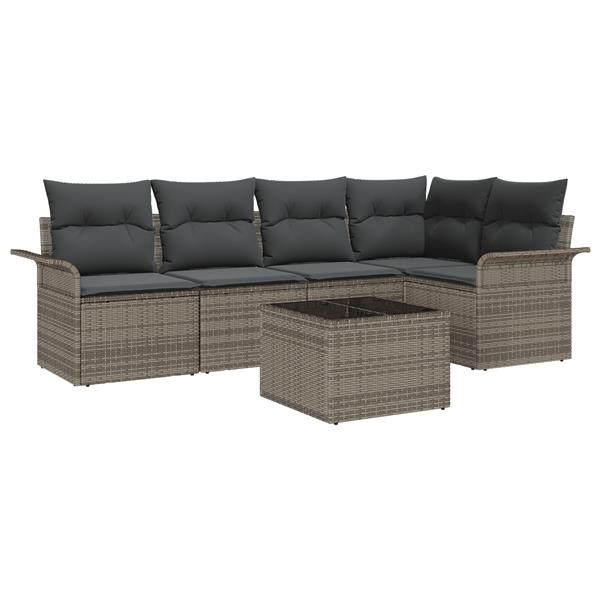 Grote foto vidaxl 5 delige tuinset met kussens zwart poly rattan tuin en terras tuinmeubelen
