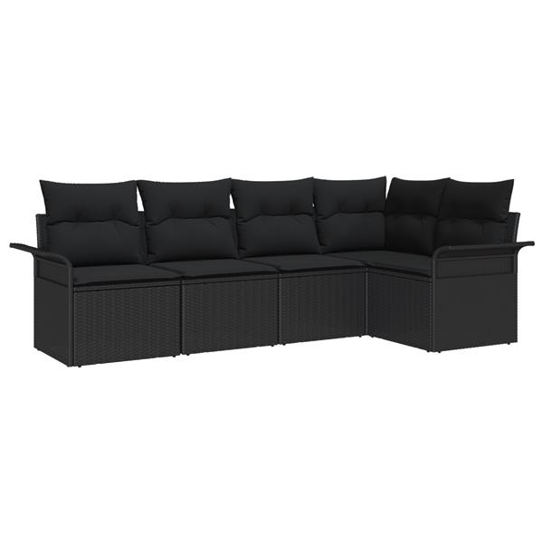 Grote foto vidaxl 5 delige tuinsofa set met kussens zwart poly rattan tuin en terras tuinmeubelen