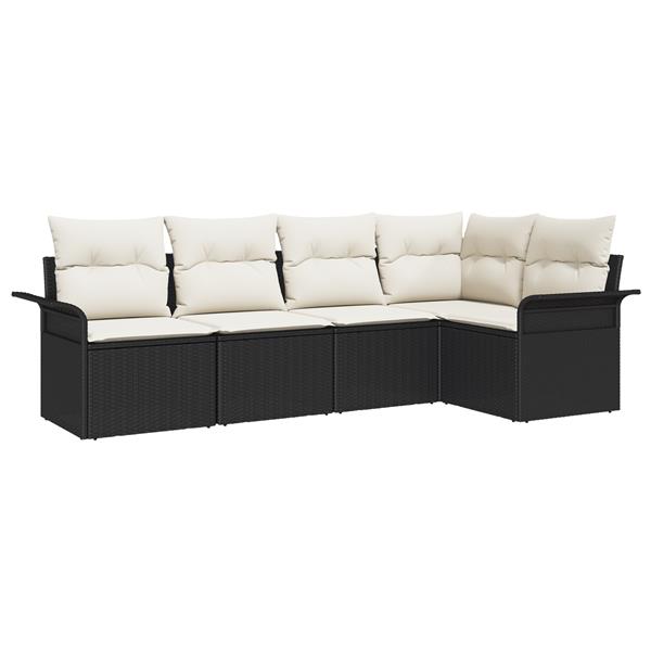 Grote foto vidaxl 5 delige tuinsofa set met kussens in zwart poly riet tuin en terras tuinmeubelen