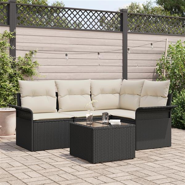 Grote foto vidaxl 4 delige tuinsofa set met kussens bruin poly rattan tuin en terras tuinmeubelen
