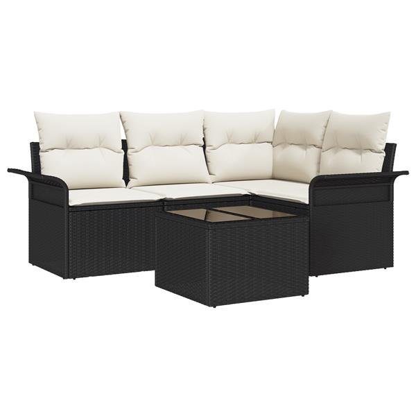 Grote foto vidaxl 4 delige tuinsofa set met kussens bruin poly rattan tuin en terras tuinmeubelen
