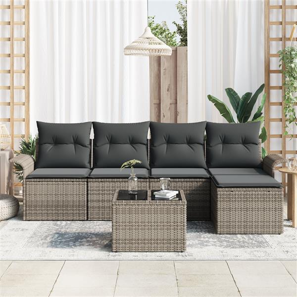Grote foto vidaxl 5 delige tuinbankenset met kussens poly rattan zwart tuin en terras tuinmeubelen
