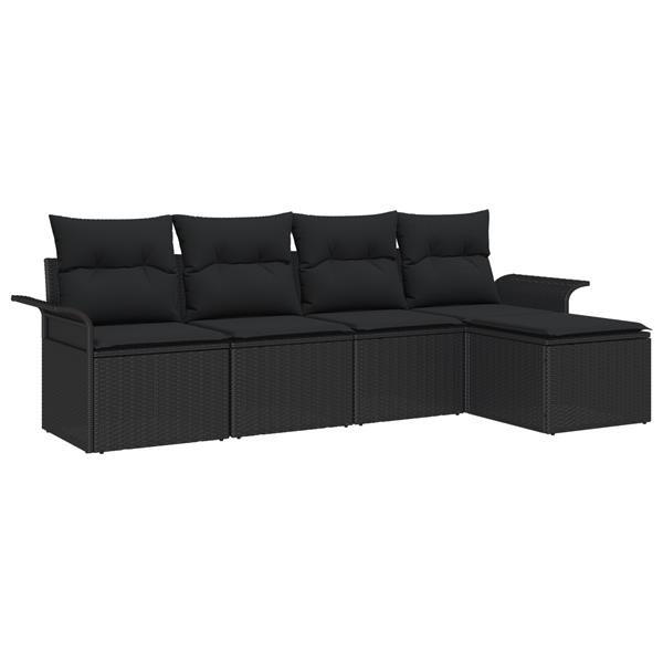 Grote foto vidaxl 5 delige tuinbankenset met kussens poly rattan zwart tuin en terras tuinmeubelen