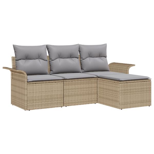 Grote foto vidaxl 4 delige tuinbankenset met kussens poly rattan beige tuin en terras tuinmeubelen
