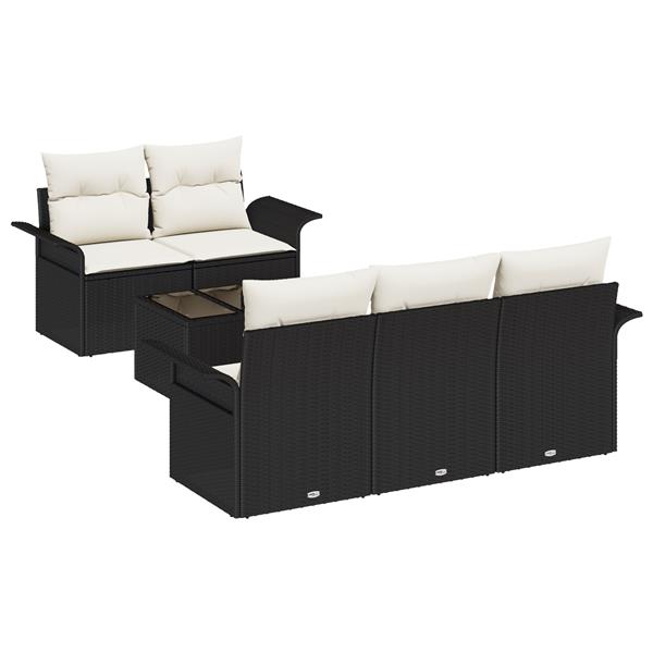 Grote foto vidaxl 6 delige tuinset met kussens zwart poly rattan tuin en terras tuinmeubelen