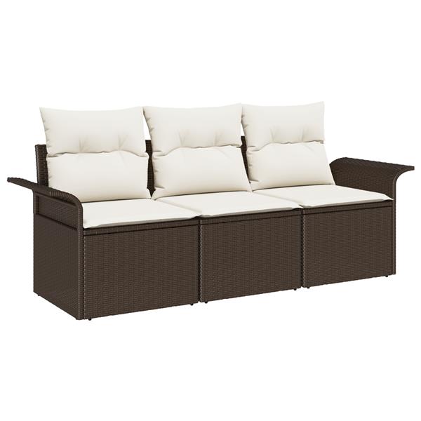 Grote foto vidaxl 3 delige tuinset met kussens bruin poly rattan tuin en terras tuinmeubelen
