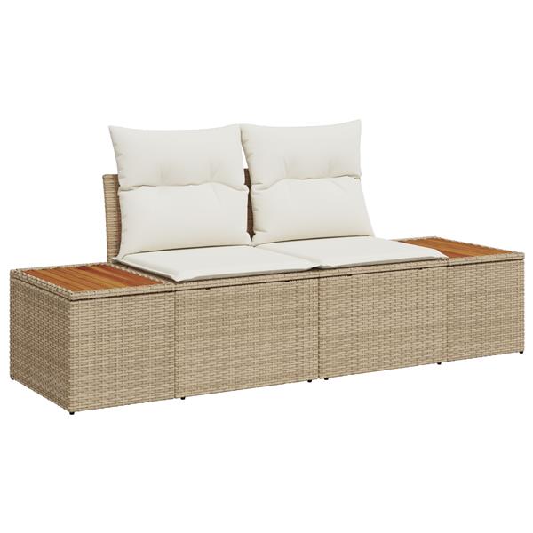 Grote foto vidaxl 6 delige tuinset met kussens poly rattan acaciahout beige tuin en terras tuinmeubelen