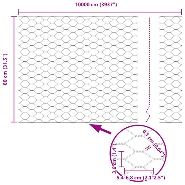 Grote foto vidaxl hexagon schutting groen 0.8x100 m staal tuin en terras hekken en schuttingen