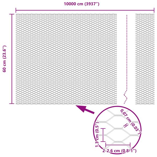 Grote foto vidaxl hexagon fence groen 0.6x100 m staal tuin en terras hekken en schuttingen