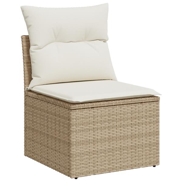 Grote foto vidaxl 5 delige tuinbankenset met kussens poly rattan acacia beige tuin en terras tuinmeubelen