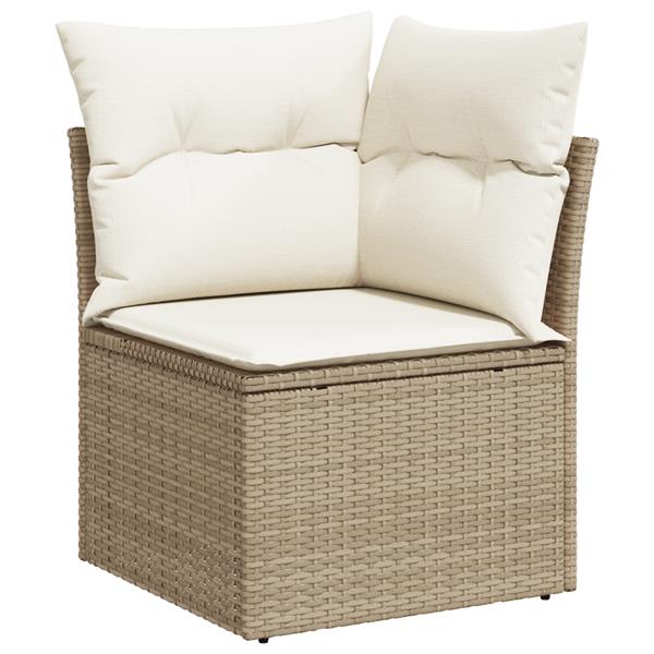 Grote foto vidaxl 5 delige tuinbankenset met kussens poly rattan acacia beige tuin en terras tuinmeubelen