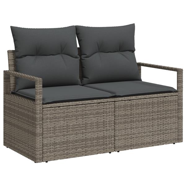 Grote foto vidaxl 5 delige tuinbankenset met kussens poly rattan acacia grijs tuin en terras tuinmeubelen