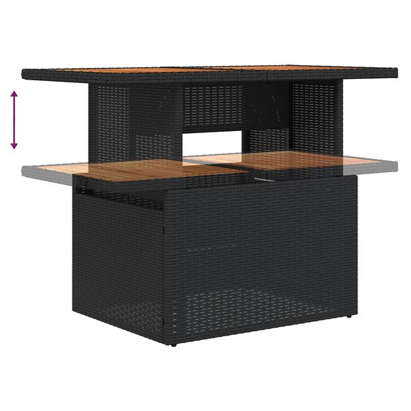 Grote foto vidaxl 5 delige tuinset met kussens zwart poly rattan acacia tuin en terras tuinmeubelen
