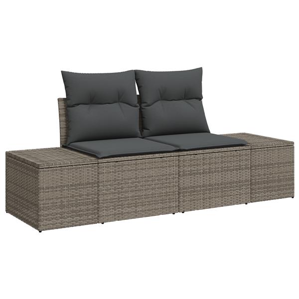 Grote foto vidaxl 6 delige tuinbankenset met kussens poly rattan grijs tuin en terras tuinmeubelen