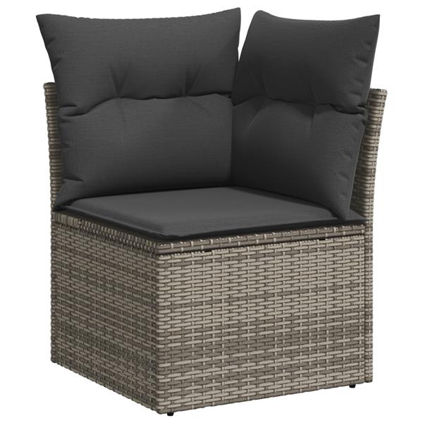 Grote foto vidaxl 5 delige tuinset met kussens in grijs poly rattan en acacia tuin en terras tuinmeubelen