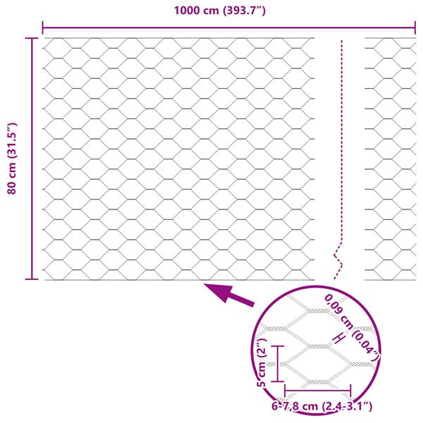 Grote foto vidaxl hexagon schutting groen 0.8x10 m staal tuin en terras hekken en schuttingen
