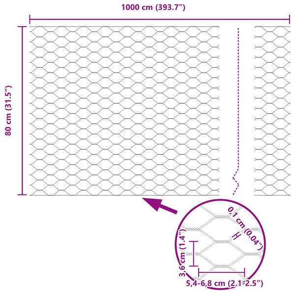 Grote foto vidaxl hexagon fence groen 0 8x10 m staal tuin en terras hekken en schuttingen