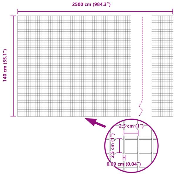 Grote foto vidaxl gelast draadhek grijs 1 4x25 m van staal tuin en terras hekken en schuttingen