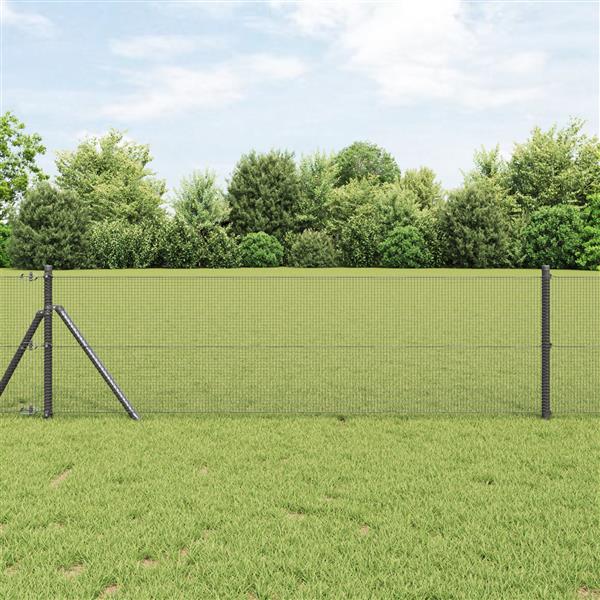 Grote foto vidaxl gelast draadhek grijs 0.4x25 m staal tuin en terras hekken en schuttingen