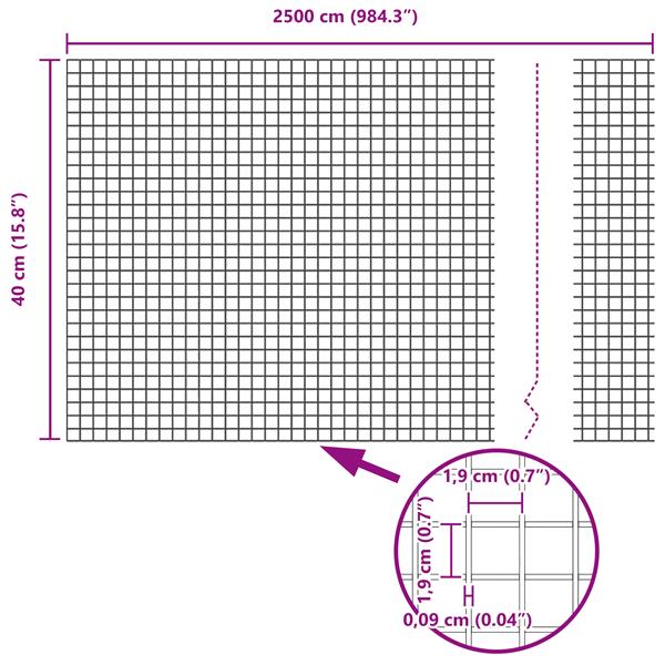 Grote foto vidaxl gelast draadhek groen 0.4x25 m staal tuin en terras hekken en schuttingen