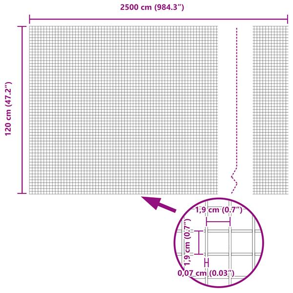 Grote foto vidaxl geconnecteerde draadomheining 1 2x25 m gegalvaniseerd staal tuin en terras hekken en schuttingen