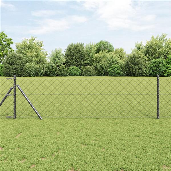 Grote foto vidaxl kettingschakelhek grijs 0.4x25 m staal tuin en terras hekken en schuttingen