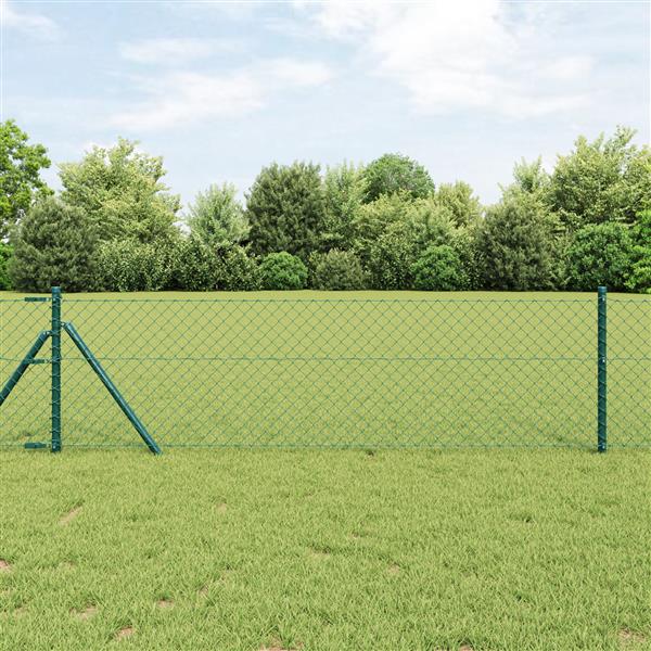 Grote foto vidaxl ketenlink hek groen 0.6x25 m staal tuin en terras hekken en schuttingen