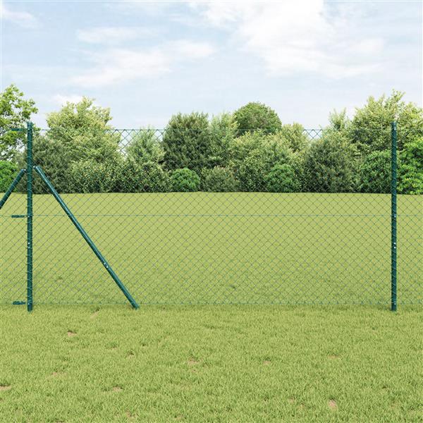 Grote foto vidaxl kettelinghek groen 1.6x10 m staal tuin en terras hekken en schuttingen