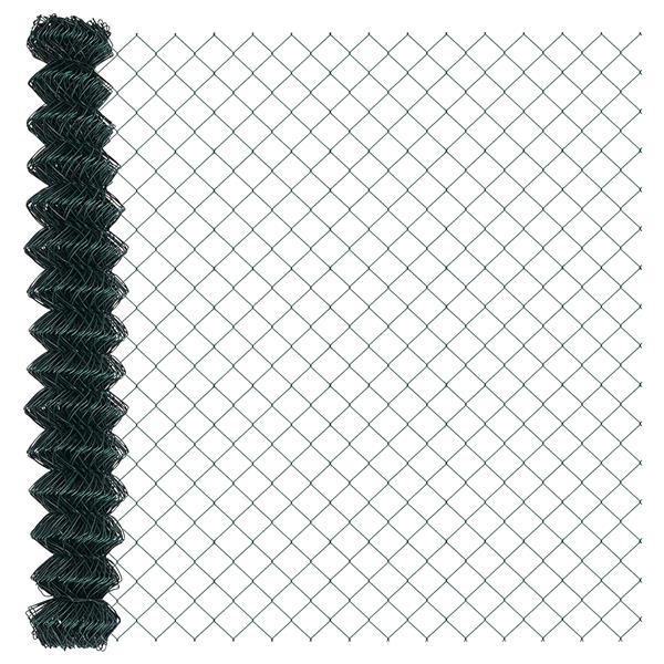 Grote foto vidaxl kettelinghek groen 1.6x10 m staal tuin en terras hekken en schuttingen