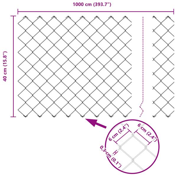 Grote foto vidaxl kettinglink schutting groen 0.4x10 m staal tuin en terras hekken en schuttingen