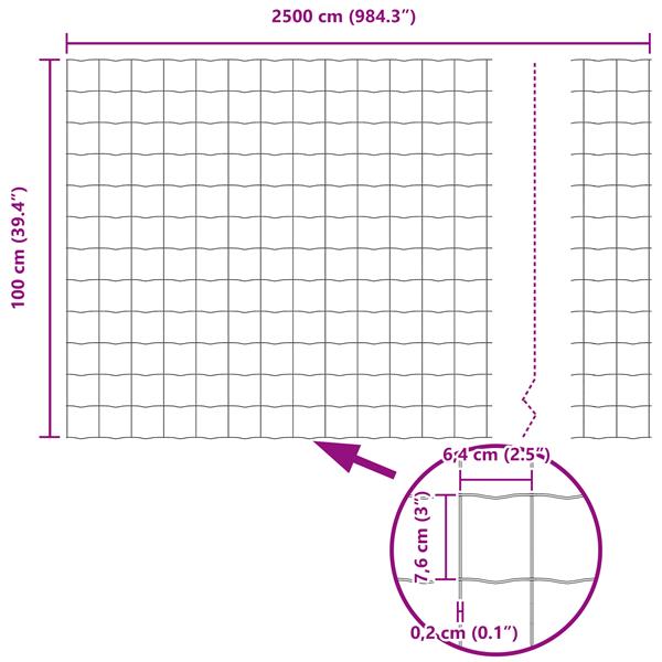 Grote foto vidaxl euro hek 1x25 m ge galvaniseerd staal tuin en terras hekken en schuttingen