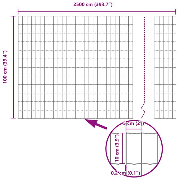 Grote foto vidaxl eurohek 1x25 m verzinkt staal tuin en terras hekken en schuttingen