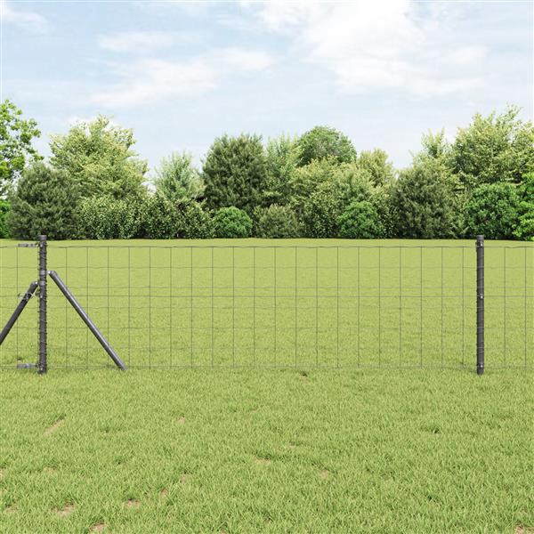 Grote foto vidaxl euro omheining grijs 0 4x50 m staal tuin en terras hekken en schuttingen