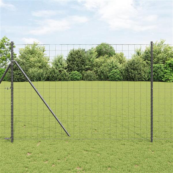 Grote foto vidaxl euro hek grijs 1.6x10 m staal tuin en terras hekken en schuttingen