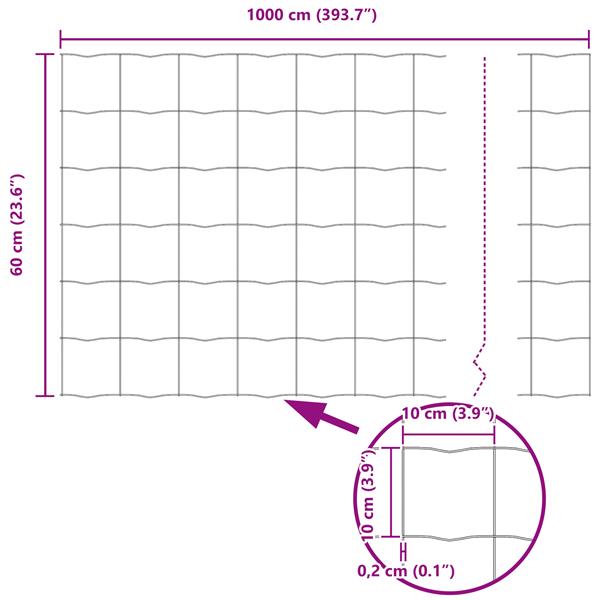 Grote foto vidaxl euro hek grijs 0.6x10 m staal tuin en terras hekken en schuttingen