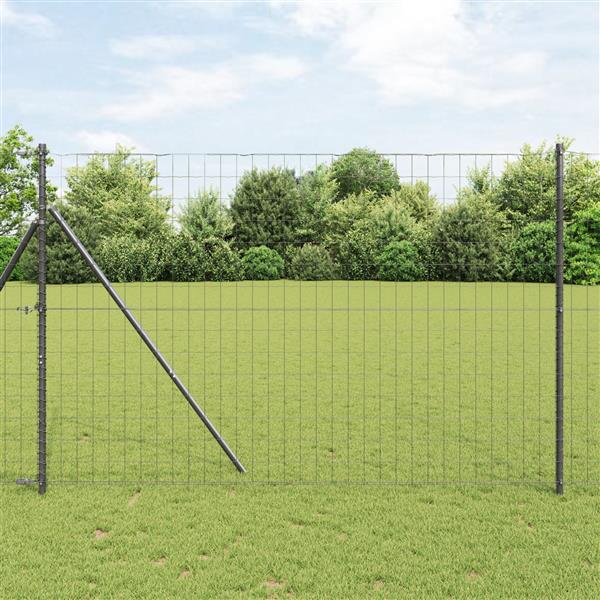 Grote foto vidaxl euro schutting grijs 1.6x10 m staal tuin en terras hekken en schuttingen