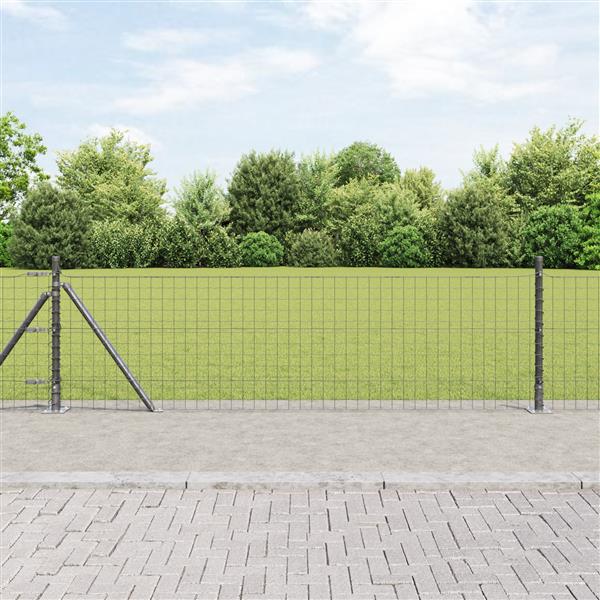 Grote foto vidaxl hekpalen met basisplaten 7 stuks 32mm 70cm gegalvaniseerd staal tuin en terras overige tuin en terras