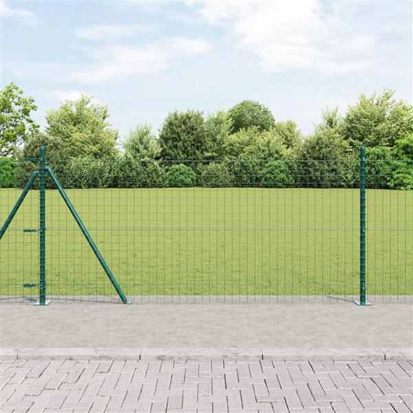 Grote foto vidaxl hekpalen met basisplaten 7 stuks 32mm 90cm gegalvaniseerd staal tuin en terras overige tuin en terras