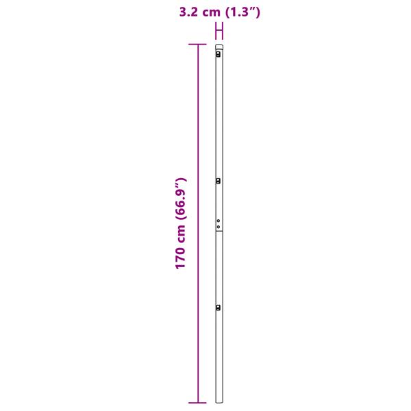 Grote foto vidaxl hekpalen 7 stuks grijs 32 mm 170 cm gegalvaniseerd staal tuin en terras overige tuin en terras