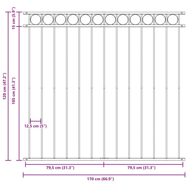 Grote foto vidaxl tuinhek 1 7x1 2 m staal wit tuin en terras hekken en schuttingen