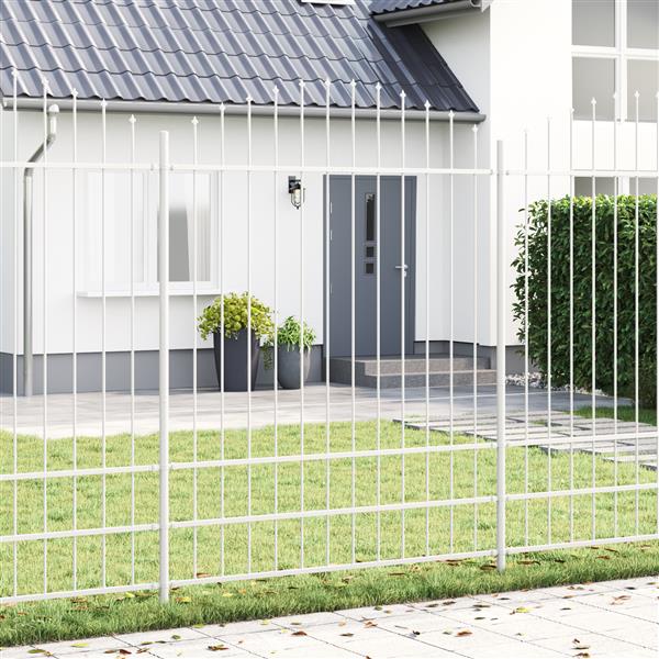 Grote foto vidaxl tuinhek met boog 1 7x2 m staal wit tuin en terras hekken en schuttingen