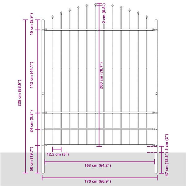 Grote foto vidaxl tuinhek met boog 1 7x2 m staal wit tuin en terras hekken en schuttingen