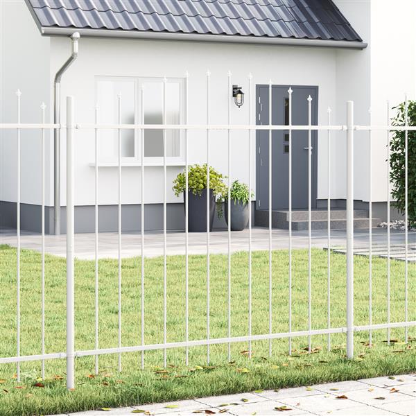 Grote foto vidaxl tuinhek met boog 1 7x1 5 m staal wit tuin en terras hekken en schuttingen