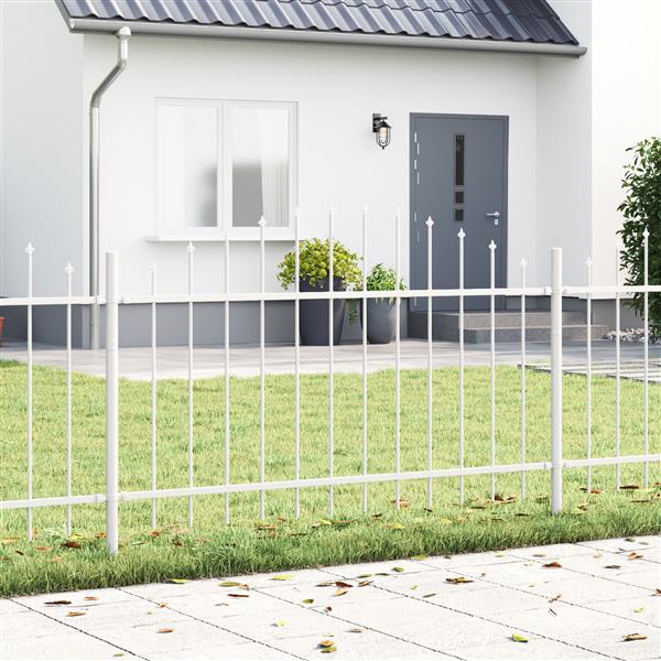 Grote foto vidaxl tuinhek met boog 1 7x1 m staal wit tuin en terras hekken en schuttingen