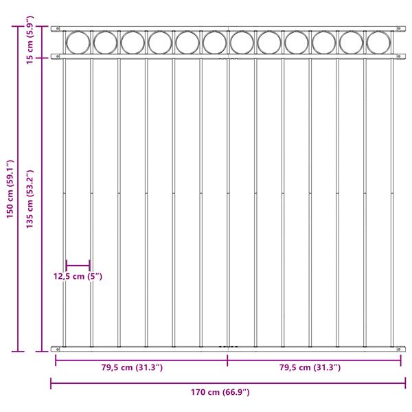 Grote foto vidaxl tuinhek 1 7x1 5 m staal grijs tuin en terras hekken en schuttingen