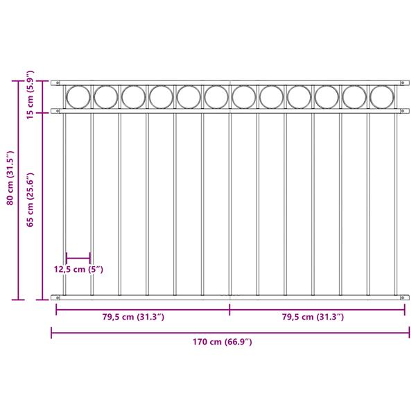 Grote foto vidaxl tuinhek 1 7x0 8 m staal grijs tuin en terras hekken en schuttingen